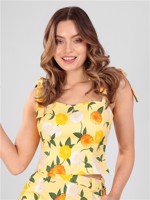 Top: Ylenia Sunny Floral Top - Gul top med lemon